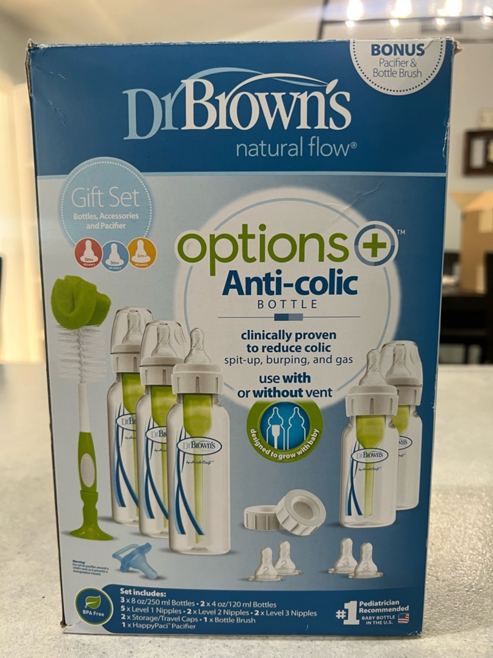 Dr. Brown's Options+ Anti-Colic Bottle Gift Set - Blue/Green